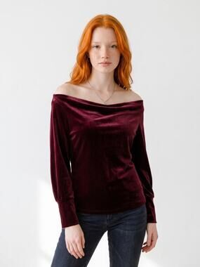 Velvet off-the-shoulder top, Cami, burgundy Size Medium